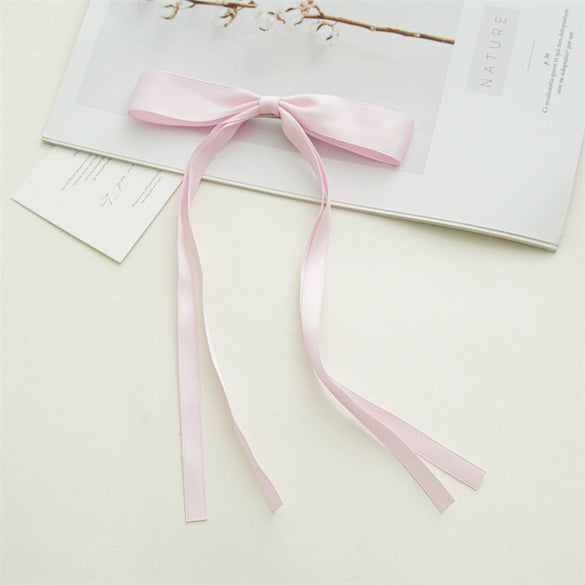 Women's Handmade Ribbon Satin Duckbill Clip Bow Hairpin With Long Tassel Hair Accessories