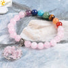 Women's Handmade Rose Quartz Beaded Bracelet With Tree Of Life Pendant Natural Stone And Copper Electroplated Jewelry