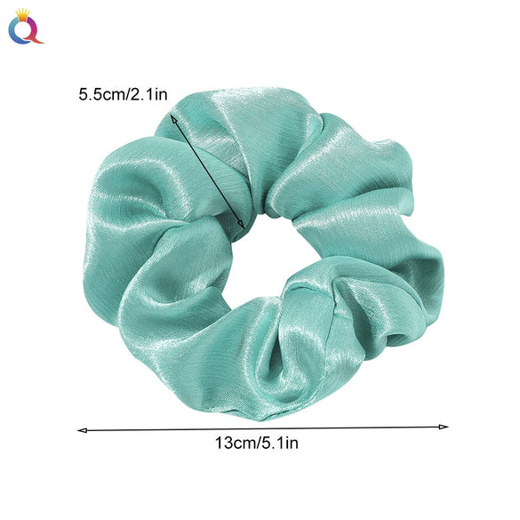 Women's Handmade Satin Scrunchie Hair Tie Large Fabric Hair Ring Simple Fashion Hair Accessory