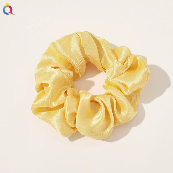Women's Handmade Satin Scrunchie Hair Tie Large Fabric Hair Ring Simple Fashion Hair Accessory