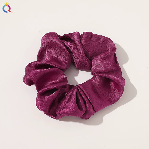 Women's Handmade Satin Scrunchie Hair Tie Large Fabric Hair Ring Simple Fashion Hair Accessory