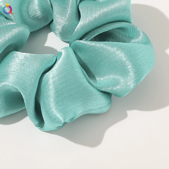 Women's Handmade Satin Scrunchie Hair Tie Large Fabric Hair Ring Simple Fashion Hair Accessory
