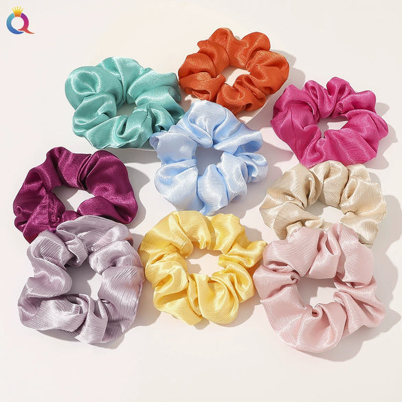Women's Handmade Satin Scrunchie Hair Tie Large Fabric Hair Ring Simple Fashion Hair Accessory