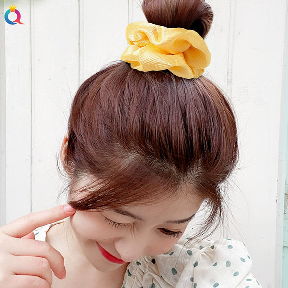 Women's Handmade Satin Scrunchie Hair Tie Large Fabric Hair Ring Simple Fashion Hair Accessory