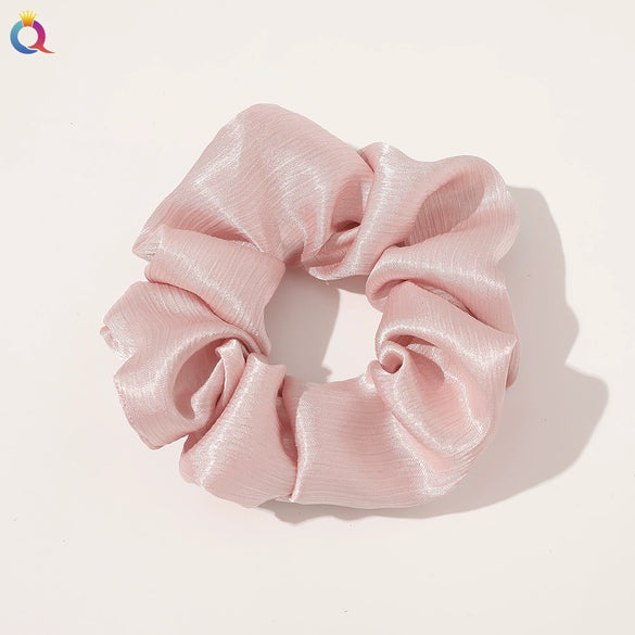 Women's Handmade Satin Scrunchie Hair Tie Large Fabric Hair Ring Simple Fashion Hair Accessory
