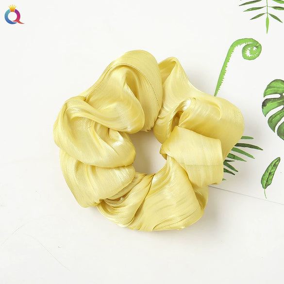 Women's Handmade Satin Scrunchie Hair Tie Large Fabric Hair Ring Simple Fashion Hair Accessory