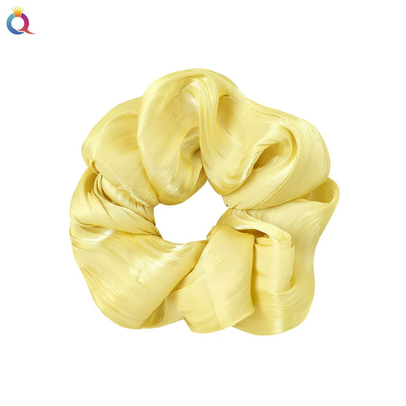 Women's Handmade Satin Scrunchie Hair Tie Ruffled Hair Band Soft Cloth Hair Accessory