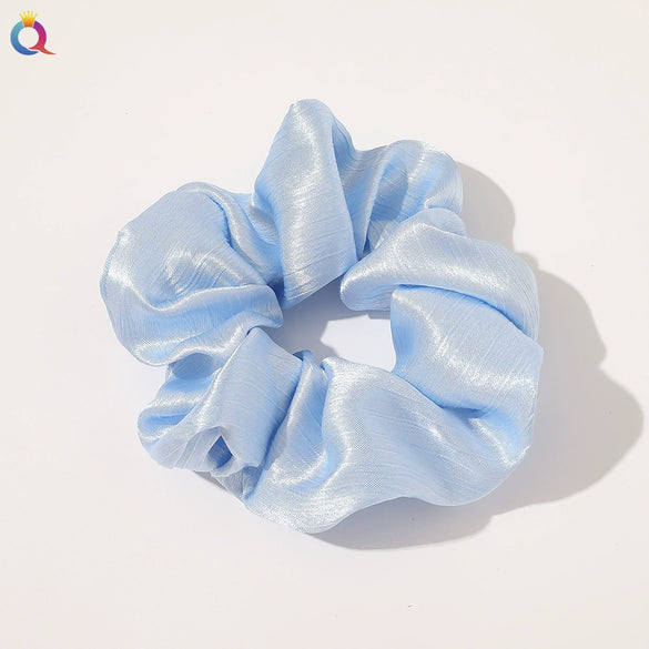 Women's Handmade Satin Scrunchie Hair Tie Ruffled Hair Band Soft Cloth Hair Accessory