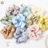 Women's Handmade Satin Scrunchie Hair Tie Ruffled Hair Band Soft Cloth Hair Accessory
