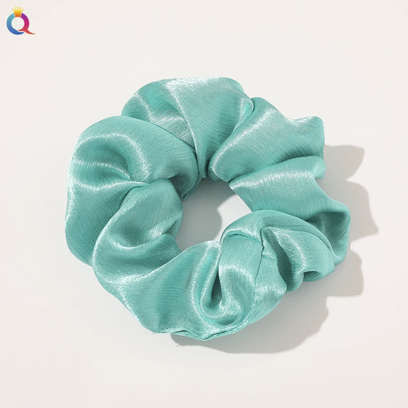 Women's Handmade Satin Scrunchie Hair Tie Ruffled Hair Band Soft Cloth Hair Accessory