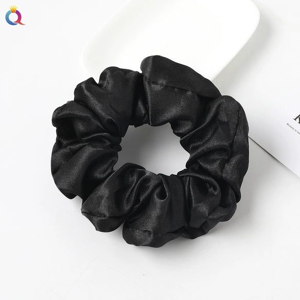 Women's Handmade Satin Scrunchie Hair Tie Set Solid Color Fabric Hair Ring Headband Wholesale