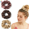 Women's Handmade Satin Scrunchie Hair Tie Set Solid Color Fabric Hair Ring Headband Wholesale