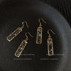 Women's Handmade Shell Rectangular Geometric Earrings With Dripping Glue Finish High End Statement Ear Jewelry