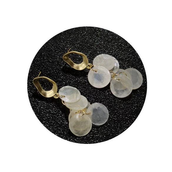 Women's Handmade Shell Tassel Earrings Geometric Forest Style Elegant Fashion Ear Jewelry With Silver Needle
