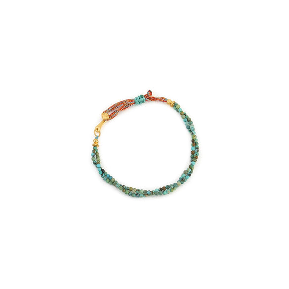 Women's Handmade 925 Silver Hubei Turquoise Geometric Beaded Bracelet