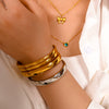 Women's Handmade Simple Fashionable Bracelet With Spherical Buckle Vacuum Gold Plated Stainless Steel Polished