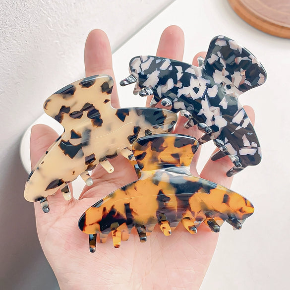 Women's Handmade Simple Geometric Leopard Print Hair Grab Clip Hair Accessories