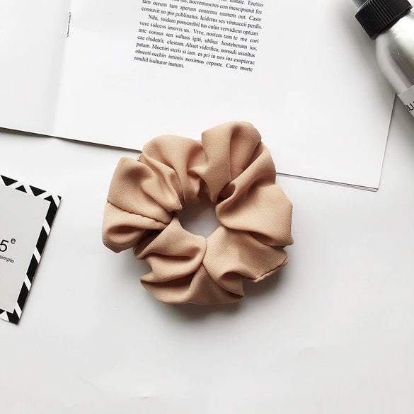 Women's Handmade Solid Color Chiffon Fabric Scrunchie Hair Tie Soft Hair Ring Accessory