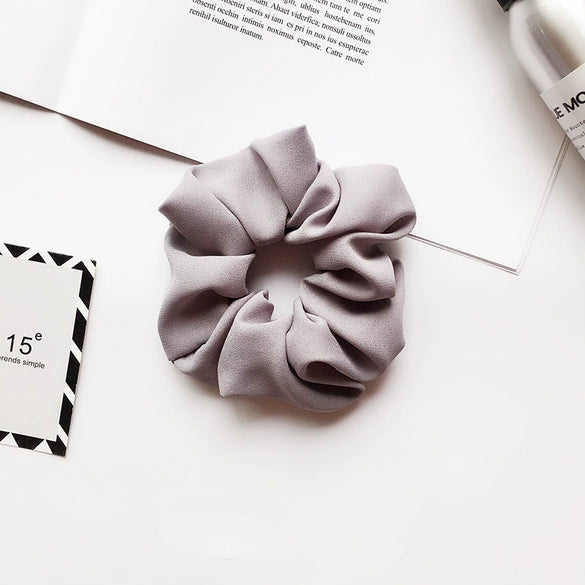 Women's Handmade Solid Color Chiffon Fabric Scrunchie Hair Tie Soft Hair Ring Accessory