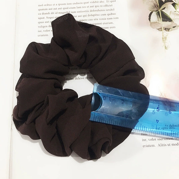 Women's Handmade Solid Color Chiffon Fabric Scrunchie Hair Tie Soft Hair Ring Accessory