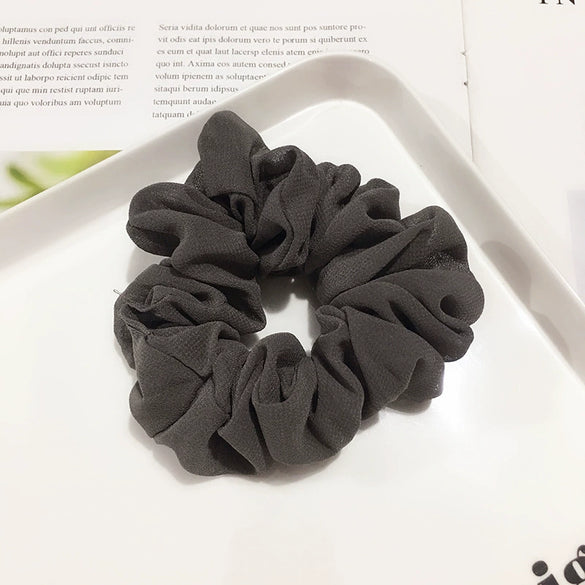 Women's Handmade Solid Color Chiffon Fabric Scrunchie Hair Tie Soft Hair Ring Accessory