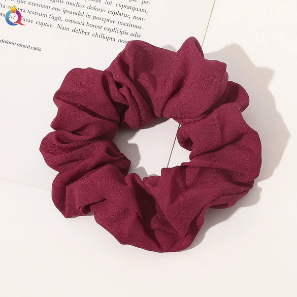 Women's Handmade Solid Color Chiffon Fabric Scrunchie Hair Tie Soft Hair Ring Accessory