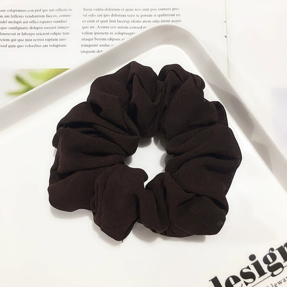 Women's Handmade Solid Color Chiffon Fabric Scrunchie Hair Tie Soft Hair Ring Accessory