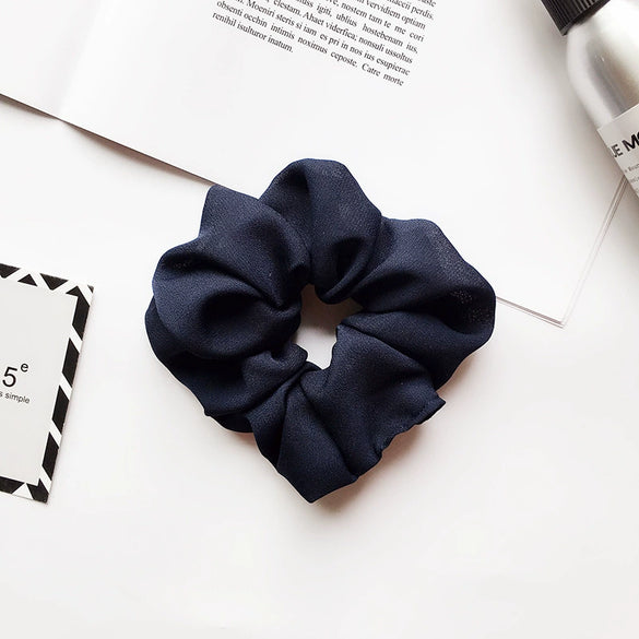 Women's Handmade Solid Color Chiffon Fabric Scrunchie Hair Tie Soft Hair Ring Accessory