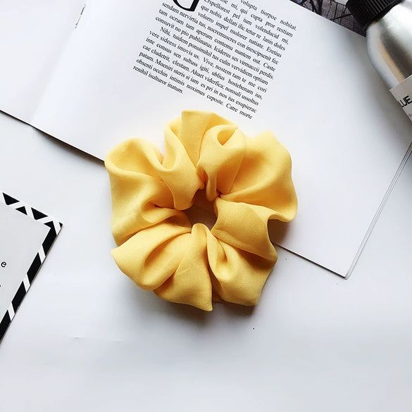 Women's Handmade Solid Color Chiffon Hair Tie Elastic Hair Band Cloth Hair Rope In A Simple Style