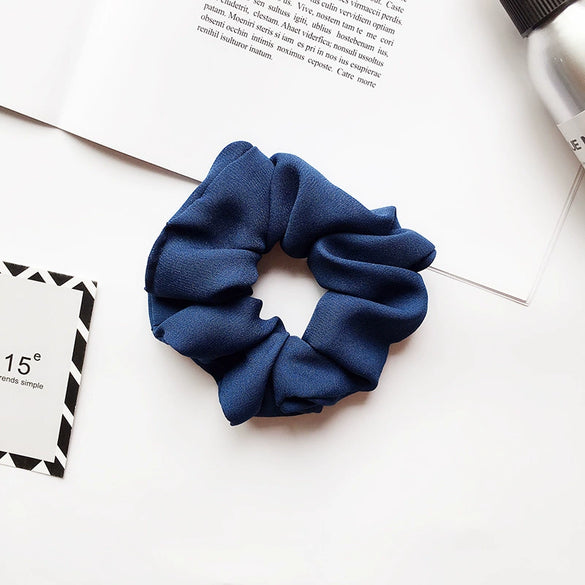 Women's Handmade Solid Color Chiffon Hair Tie Elastic Hair Band Cloth Hair Rope In A Simple Style