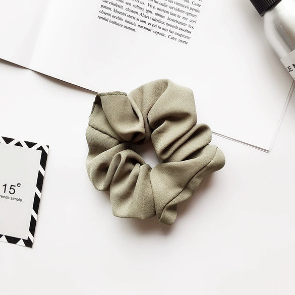 Women's Handmade Solid Color Chiffon Hair Tie Elastic Hair Band Cloth Hair Rope In A Simple Style