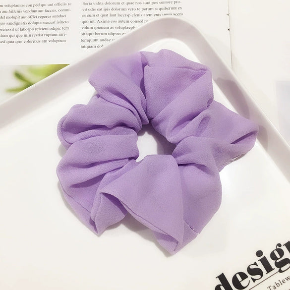 Women's Handmade Solid Color Chiffon Hair Tie Elastic Hair Band Cloth Hair Rope In A Simple Style