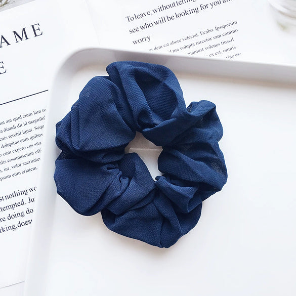 Women's Handmade Solid Color Chiffon Hair Tie Elastic Hair Band Cloth Hair Rope In A Simple Style