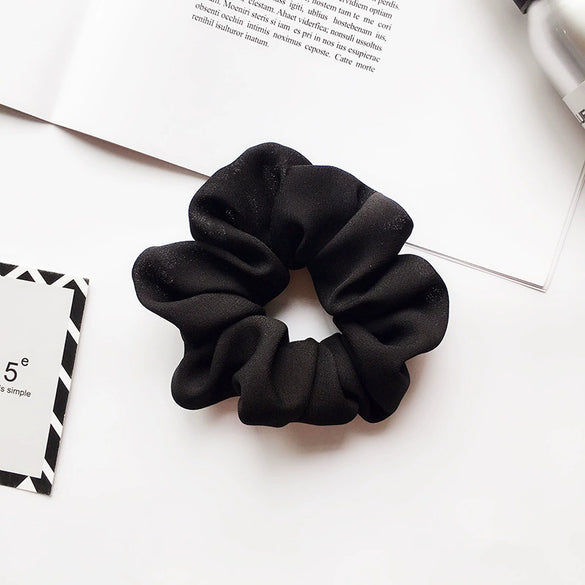 Women's Handmade Solid Color Chiffon Hair Tie Elastic Hair Band Cloth Hair Rope In A Simple Style
