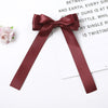 Women's Handmade Solid Color Doublesided Satin Ribbon Bow Hair Clip With Long Ribbon And Spring Top Clip