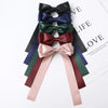 Women's Handmade Solid Color Doublesided Satin Ribbon Bow Hair Clip With Long Ribbon And Spring Top Clip