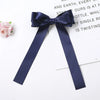Women's Handmade Solid Color Doublesided Satin Ribbon Bow Hair Clip With Long Ribbon And Spring Top Clip