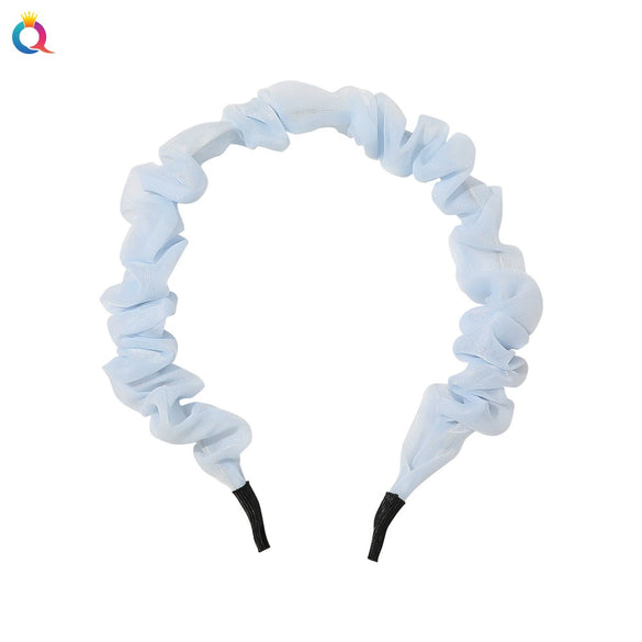 Women's Handmade Solid Color Pleated Lace Organza Headband Elegant Versatile Hair Accessory