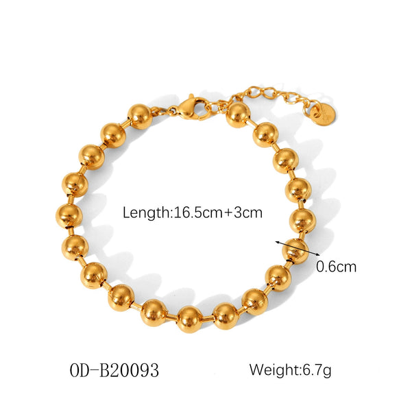 Women's Handmade Stainless Steel And Titanium Steel Bracelet With Geometric Beads And Heart Flower Leaf Wave Rhombus U Shaped Drop Star Patterns 18K Gold Plated