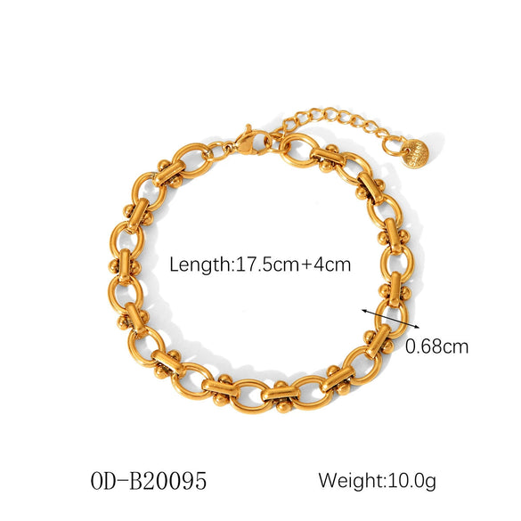 Women's Handmade Stainless Steel And Titanium Steel Bracelet With Geometric Beads And Heart Flower Leaf Wave Rhombus U Shaped Drop Star Patterns 18K Gold Plated