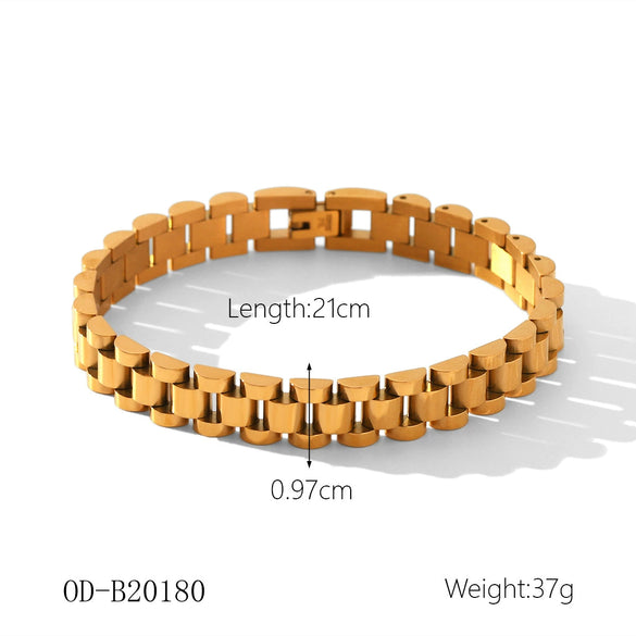 Women's Handmade Stainless Steel And Titanium Steel Bracelet With Geometric Beads And Heart Flower Leaf Wave Rhombus U Shaped Drop Star Patterns 18K Gold Plated