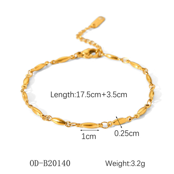 Women's Handmade Stainless Steel And Titanium Steel Bracelet With Geometric Beads And Heart Flower Leaf Wave Rhombus U Shaped Drop Star Patterns 18K Gold Plated