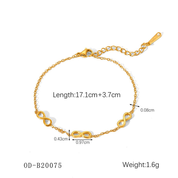 Women's Handmade Stainless Steel And Titanium Steel Bracelet With Geometric Beads And Heart Flower Leaf Wave Rhombus U Shaped Drop Star Patterns 18K Gold Plated
