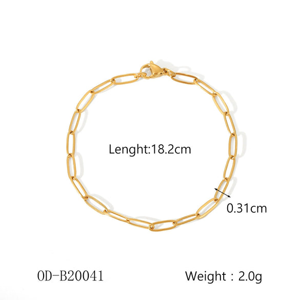 Women's Handmade Stainless Steel And Titanium Steel Bracelet With Geometric Beads And Heart Flower Leaf Wave Rhombus U Shaped Drop Star Patterns 18K Gold Plated
