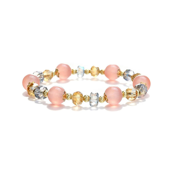 Women's Handmade Stainless Steel Woven Beaded Bracelet With Geometric Casual Style Adjustable Bracelet
