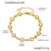 Women's Handmade 316L Stainless Steel Zircon Bracelet With Geometric Pattern Inlaid Gypsophila Pvd Plated 18K Real Gold