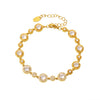 Women's Handmade 316L Stainless Steel Zircon Bracelet With Geometric Pattern Inlaid Gypsophila Pvd Plated 18K Real Gold