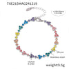 Women's Handmade 316L Stainless Steel Zircon Plated 18K Gold Bracelet With Geometric Pattern And Triangle Plum Blossom Design