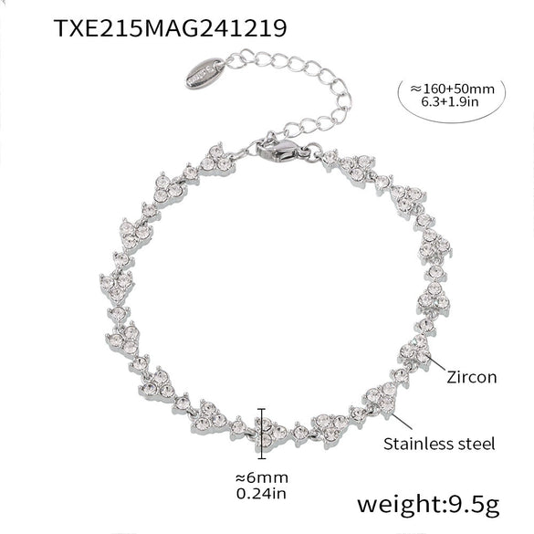 Women's Handmade 316L Stainless Steel Zircon Plated 18K Gold Bracelet With Geometric Pattern And Triangle Plum Blossom Design