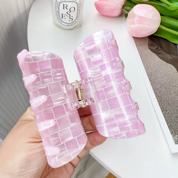 Women's Handmade Sweet Geometric Pvc Semiround Shark Clip Hair Accessories